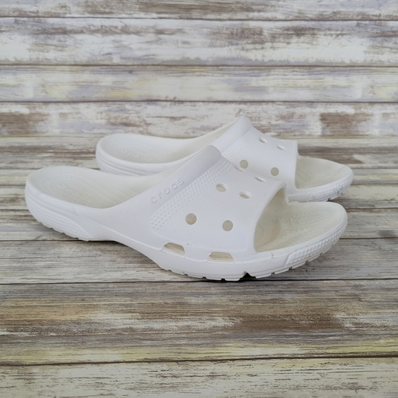 Crocs Coast Slide Slip-On Lightweight Sandals White Blanc Unisex Womens 8 Mens 6 - Picture 1 of 11